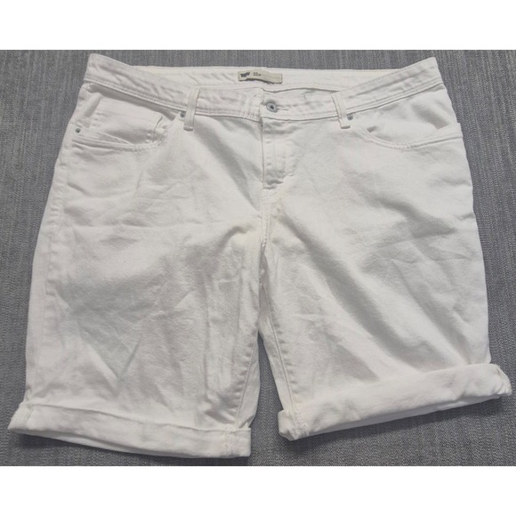 Levi's Pants - Levi Strauss women's white denim shorts 22W cuffed legs 9" inseam classic